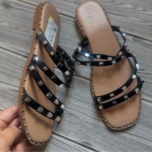 Black Studded Women's Sandals